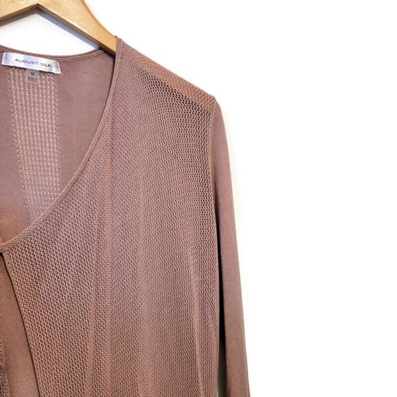 August Silk Shawl Collar Knit Cardigan Sweater Pink Mauve Long Sleeve Workwear M - Picture 7 of 12